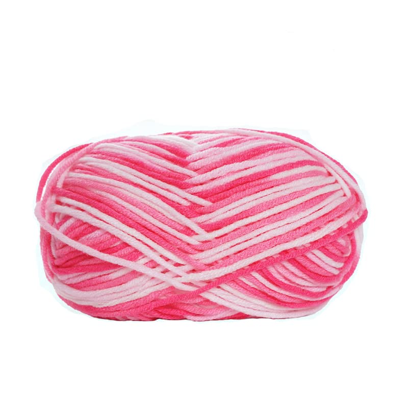 1 Roll 50g 5Ply Colorful Crochet Knitting Yarn for DIY Crafts (Pink+White) — image 1
