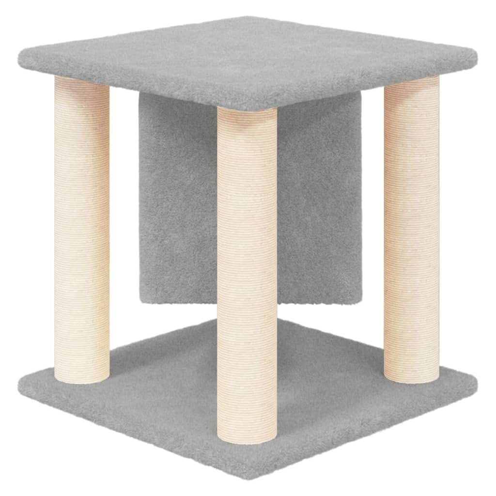 Rascador pequeño con columna rascadora de sisal, árbol rascador para gatos con cueva y superficie de descanso, muebles rascadores para gatos y gatitos, torre de felpa, gris claro, 35 x