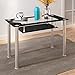 Esstisch 120x60 cm Glastisch für Esszimmer Küchentisch Esszimmertisch mit unterer Ablage, Doppelschichter Esstisch aus Glas, Schwarz (120 x 60 cm, Model A)