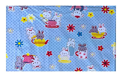 Image of EcoSoft Plastic Sheet,PVC Sheet for Kids,Rubber Sheet for Babies,Bed Wetting Protector(90 x 135 cm) (Blue Rabbit)