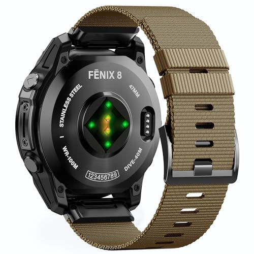 Bracelet Garmin Fenix 7 nylon premium, conception robuste en tissu marron Quickfit 22mm