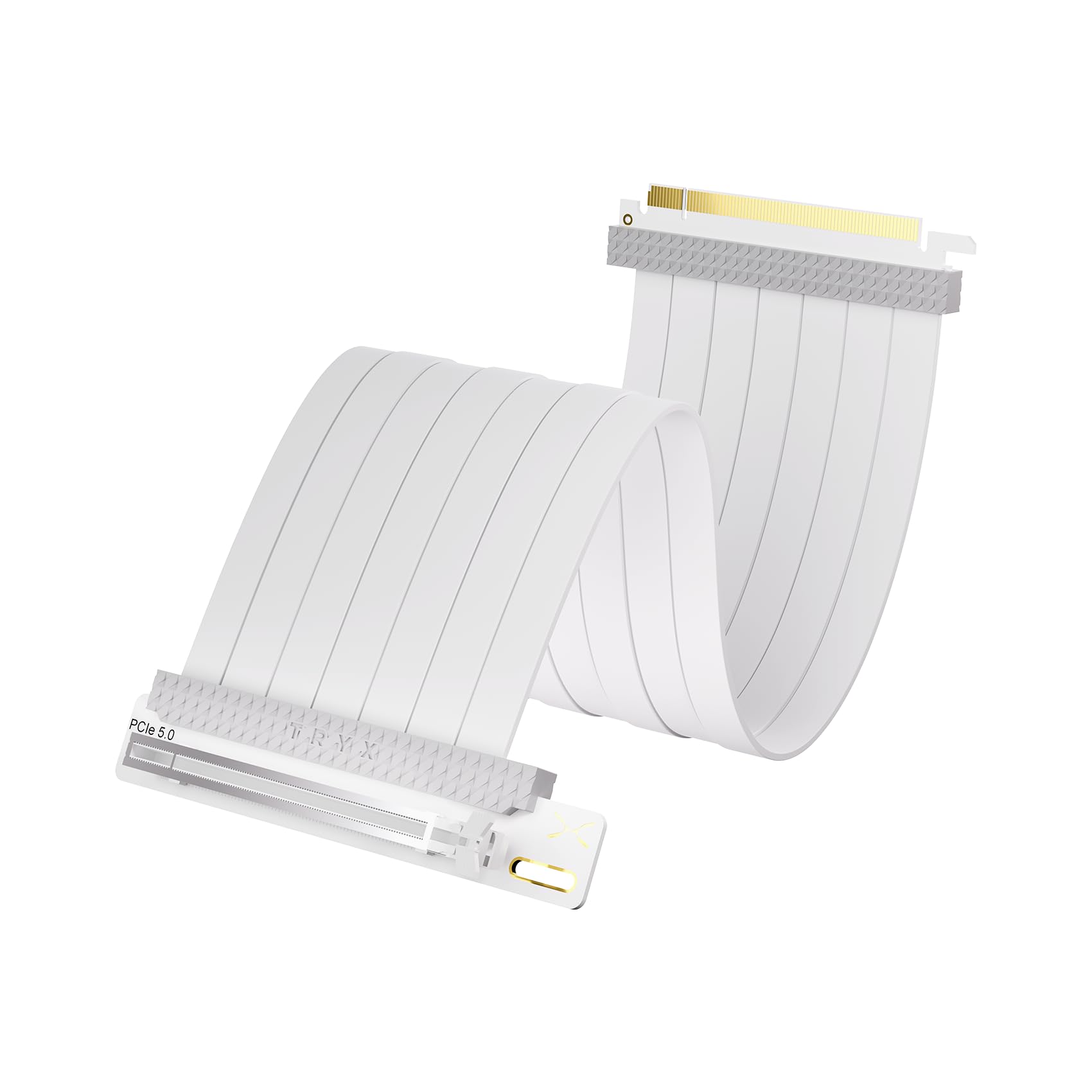 TRYX String PCIE 5.0 x 16 White Riser Cable 200mm 128GB/s Vertical Graphic Card/GPU Mount Flexible PCIE 4.0 Support Near-Zero Signal Loss with EMI
