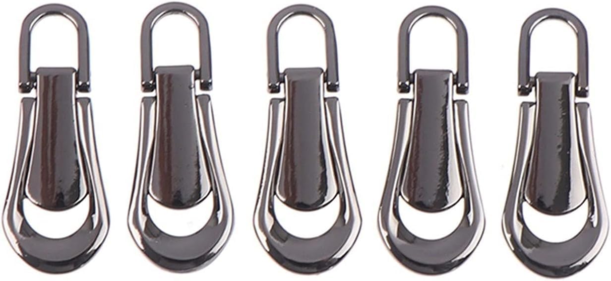 Zipper Pull, 3# 5# 5PCS Metal Zipper Head Detachable Repair Kits DIY Craft Quilting Clothing Supplies(BK3)