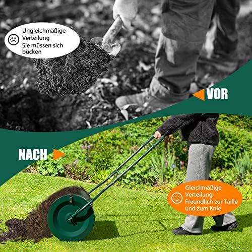 FANTASK Kompoststreuer 80L, Torfstreuer mit U-Griff, Düngerstreuer Rasen Garten, Gartenstreuer für Dünger & Setzlinge, Grün