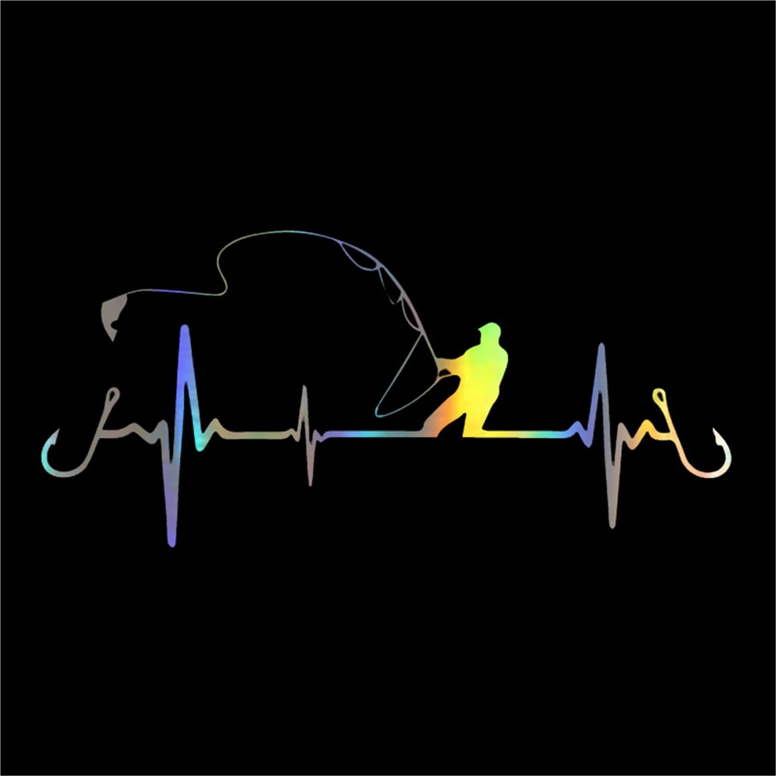 HAfgDJ Car Sticker Heartbeat Fishing Styling Funny Decorative Decal Motorcycle 16.7CM*7.7CM