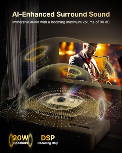 Image of NexiGo PJ40 Ultra Outdoor Projector, Compatible with Netflix /YouTube /Prime Video, 800 ANSI Lumens, AI Image Enhancement, Native 1080p Video Projector, 20W Speaker, Auto Keystone