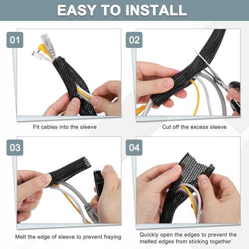 MECCANIXITY Tubo espiral dividido de 11-4/5 pulgadas diámetro interior, 10 pies, protector de cables de poliéster para cables USB y de alimentación, blanco miniatura 5