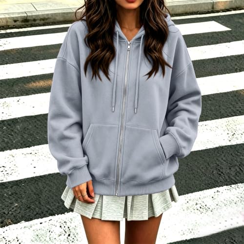 Athletic Zip Up Jacket Women Casual Fleece Hooded Sweatshirt Jacket - image 4