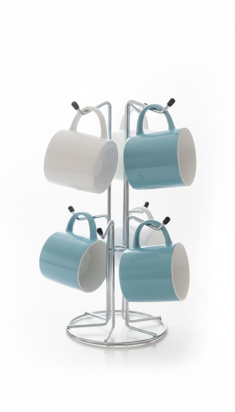 Acense Chrome Mug Tree Cup Holder Kitchen Mug Holder For Coffee Mugs & Tea Cups (Chrome)