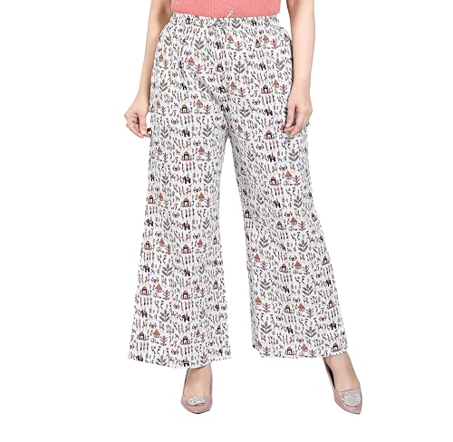 Image of BENKILS Traditional 100% Cotton Print Palazzo Pants for Women - Available Size - M, L, XL, 2XL, 3XL,4XL