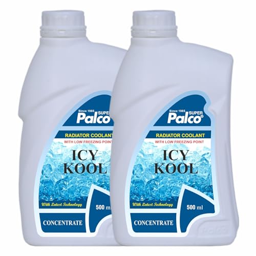 Image of PALCO Icy Kool Radiator Coolant for Car 500ml (Pack of 2), Advanced Low Freezing Point Antifreeze Green Concentrate Coolant for Engine