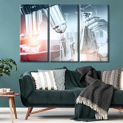 Image of TUMOVO Medical Laboratory Instruments Microscopes Canvas Wall Art 3 Panels Medical Instrument Canvas Photo Wall Art Bedroom Giclee Gallery-Wrapped Posters and Prints (36 inch Wx24 H)