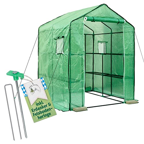 TTL Garden Foliengewächshaus 195 x 143 x 143 cm grün - begehbares Tomaten...