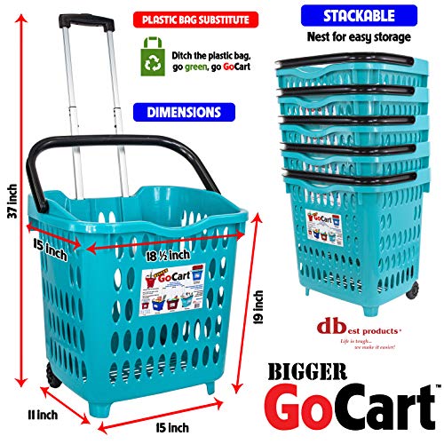 Dbest Products 01-682 Bigger Gocart Grocery Cart Rolling Shopping Laundry Basket thumb #2