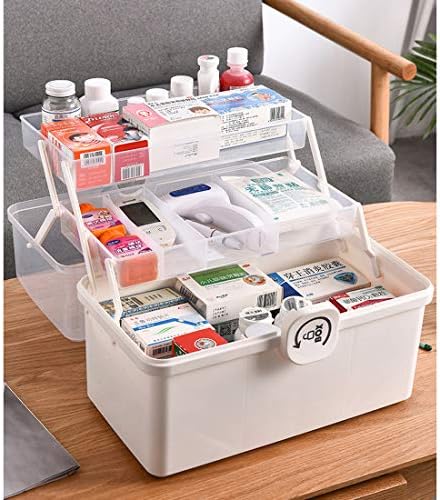 Dittzz 3 Tiers Medicine Box First Aid Box Portable Medicine Chest Folding Storage Organizer Box,34 x 19 x 22.5cm
