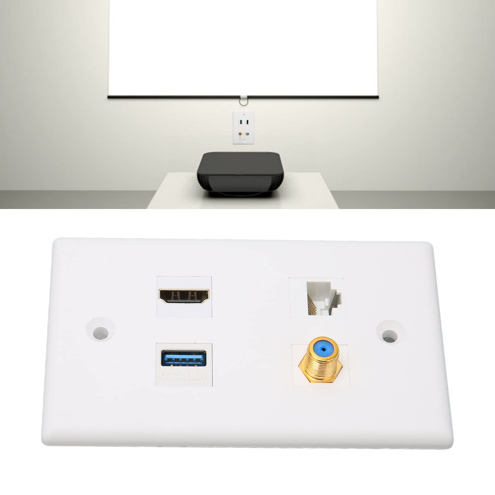 Ethernet Coax Wall Plate 2Pack,1 Cat6 Ethernet Port And 1 Gold-Plated