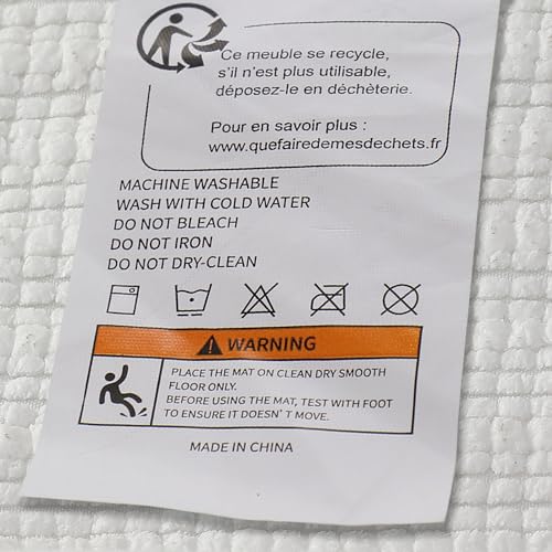 DEXI Chenille Bath Mat 50 x 80 cm, Non-Slip Bathroom Mats, Thick Soft Absorbent Rugs for Shower Floor, Machine Washable Bathmat, White - Cosy Home Interiors DEXI Chenille Bath Mat 50 x 80 cm, Non-Slip Bathroom Mats, Thick Soft Absorbent Rugs for Shower Floor, Machine Washable Bathmat, White - Image 12