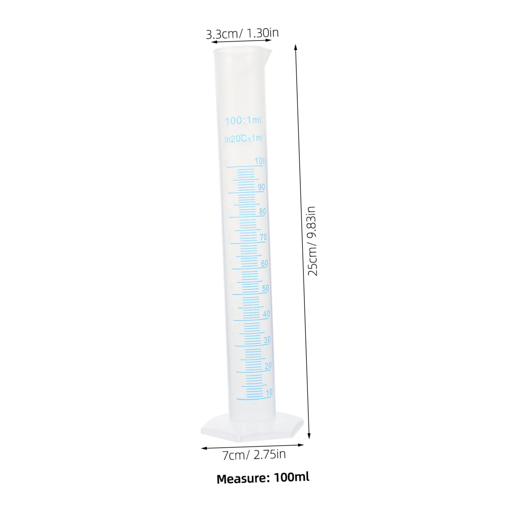 HOMOCONO 100ml Measuring Cylinder Science Measuring Test Tube Wide Rim Cylinder Liquid Cylinder Lab Test Tube Lab Measuring Cylinder Measuring Cylinder 100 Graduated Measuring Cylinder