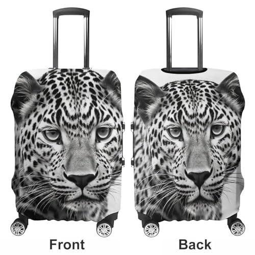 Travel Luggage Cover Elastic Suitcase Protector Anti-Scratch Washable Black White Leopard Animal Luggage Sleeve Tsa Approved Carry on Covers Baggage Cover Fits 18-32 Inch Luggages3