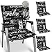 Beautissu Relax Niedriglehner Auflagen 4er Set für Gartenstühle – Sitzpolster 100x50 cm Gartenstuhlauflage Niederlehner UV-Lichtecht – Sitzkissen Outdoor in schwarz mit Schrift