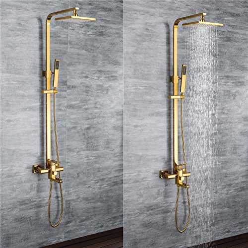 Robinet de douche à effet pluie dorée pour une salle de bain moderne