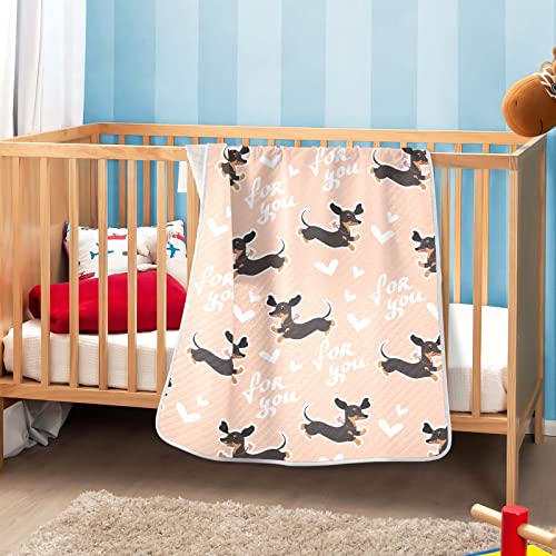 Image of Swaddle Blanket for Cute Dachshund Dog Baby Receiving Blanket Muslin Baby Swaddles Soft Cotton Breathable Nursery Blankets for Unisex Boys and Girls 30x40 Inch
