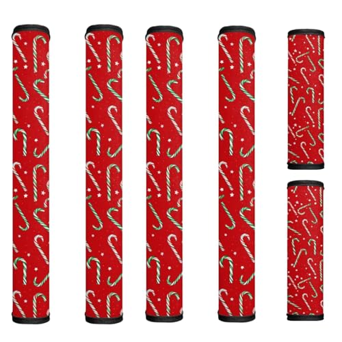 Image of Christmas 6 Piece Refrigerator Handle Covers Non Slip Fridge Handle Covers Washable Appliance Handles Cover for Fridge Microwave Stove Dishwasher Christmas Decor for Kitchen