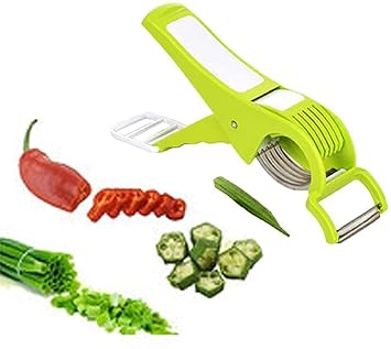 Plastic Vegetable Cutter, Slicer and Peeler with Smart Locking System (Multicolor)