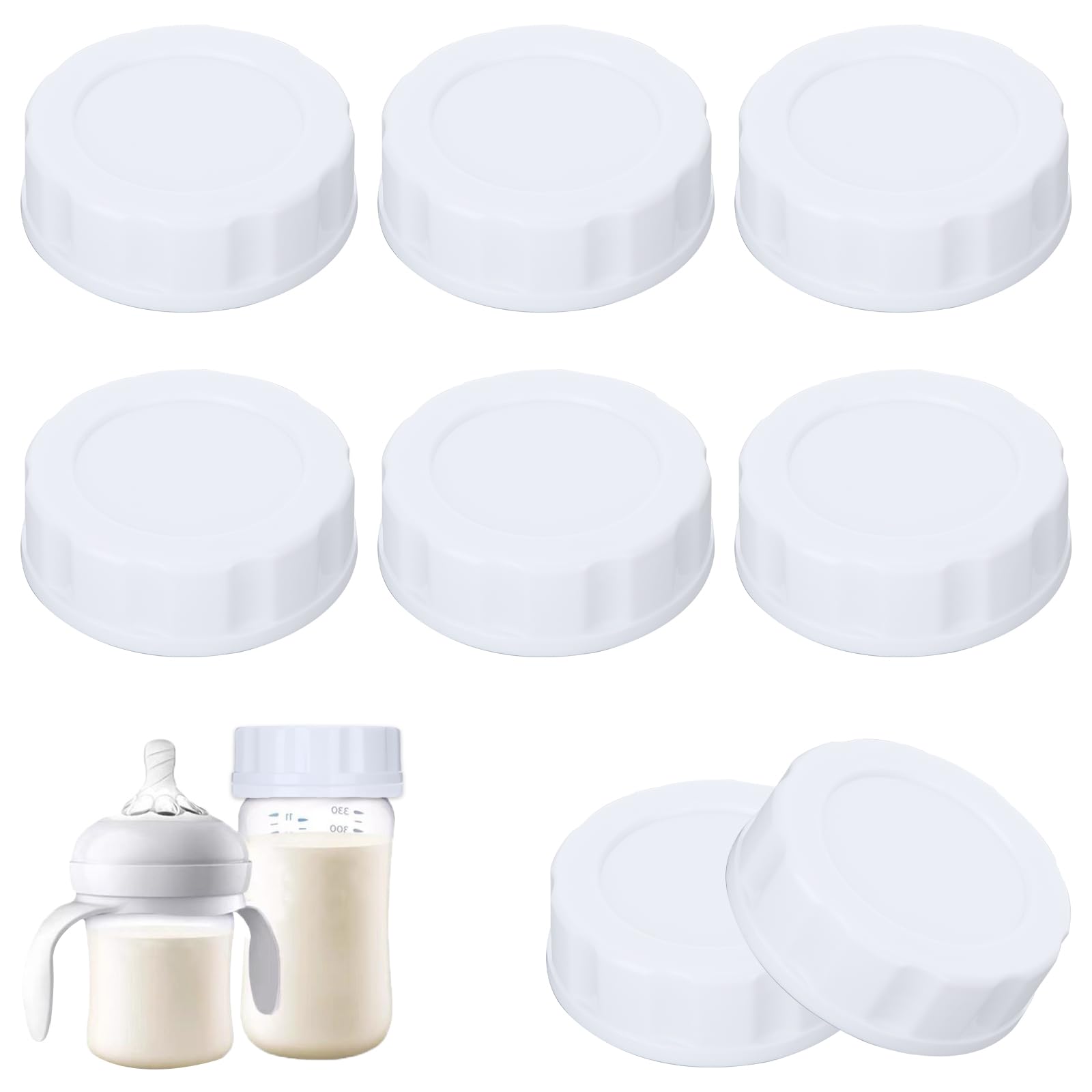8 Tappi Per Biberon Avent, Per Bottiglie Di Ricambio Per Biberon Con Anello Di Tenuta, Tappo Per Bottiglie Da Viaggio, Adatti Per Bottiglie A Collo Largo, Colore Bianco
