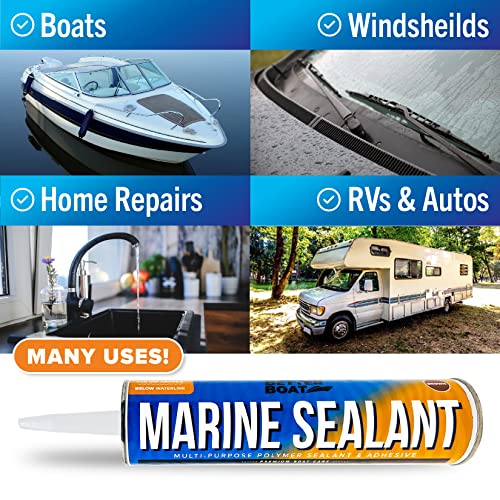 Image of Marine Sealant and Adhesive Waterproof Marine Grade Sealant Caulk High Temp | Caulking Water Sealant for Boat Auto and RV Without Silicone, 1 Tube Brown 10oz