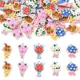 UR URLIFEHALL 50 piezas de 5 estilos de flores de resina de ramo de flores colgantes florales para manualidades, collares, aretes, decoración de joyería