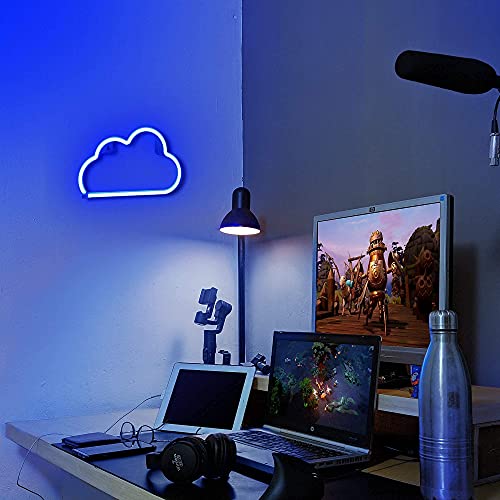 Image of Lumoonosity Cloud Neon Sign, USB Powered Blue Cloud Neon Light with On /Off Switch, Cloud Led Sign for Wall Decor, Aesthetic Hanging Neon Signs, Neon Lights for Bedroom, Living Room, Gaming Room Setup