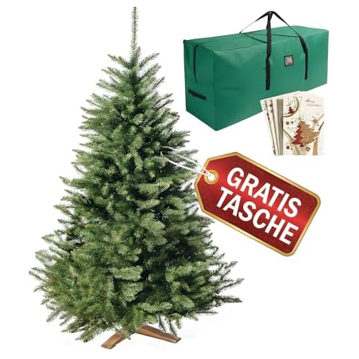 Künstlicher Weihnachtsbaum in Premium Qualität mit FSC-zertifiziertem Holzständer (Brandneu) – Naturgetreu und mit dicht bestückten Zweigen – Künstliche Weihnachtsbäume 180cm oder 220cm