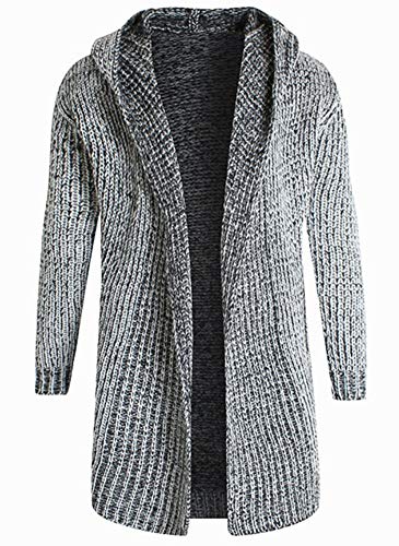 LifeHe Men's Casual Long Hooded Open-Front Knited Cardigan Sweaters3
