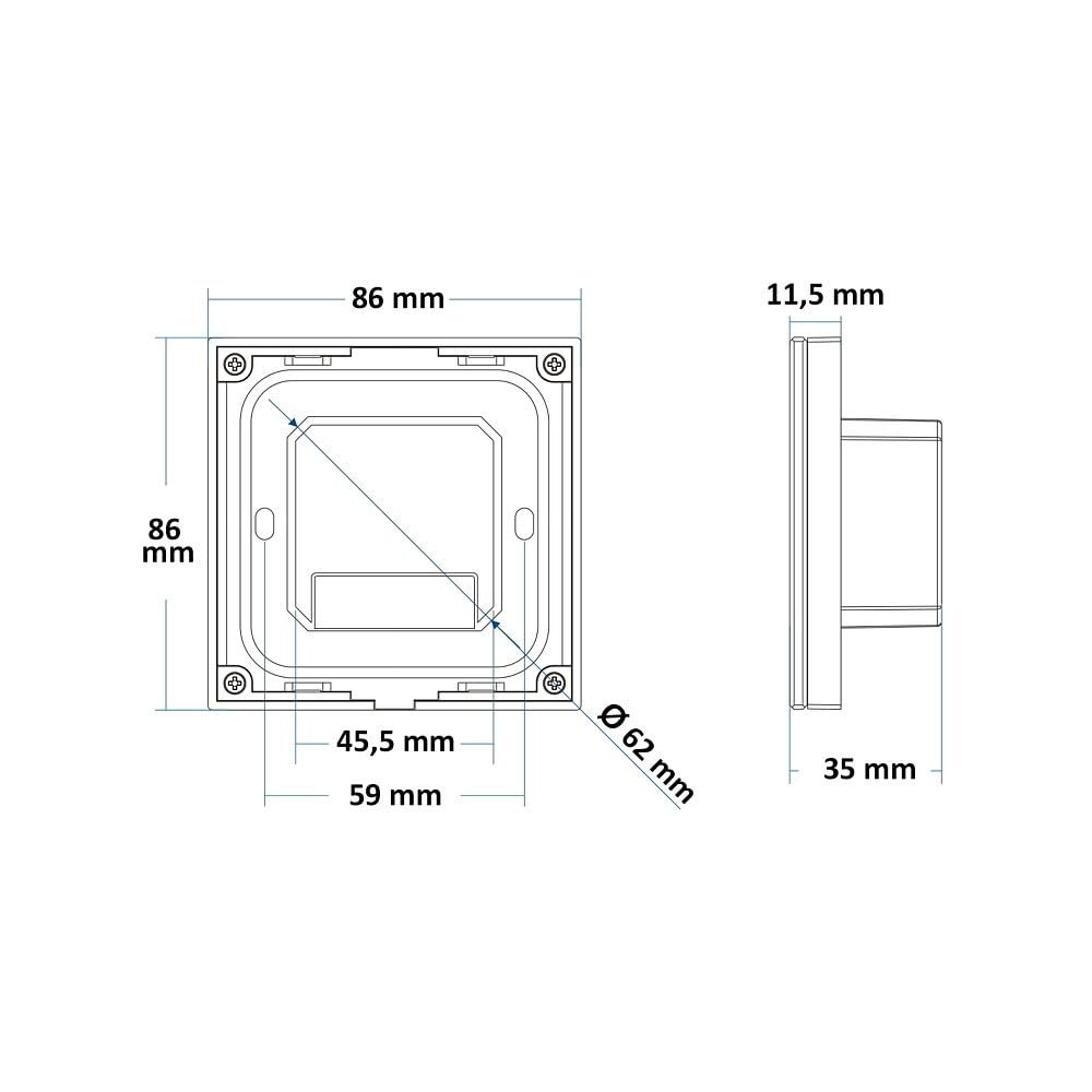Panel táctil de cristal negro Sys-Pro de 1 zona, regulador de intensidad inalámbrico Triac, 230 V