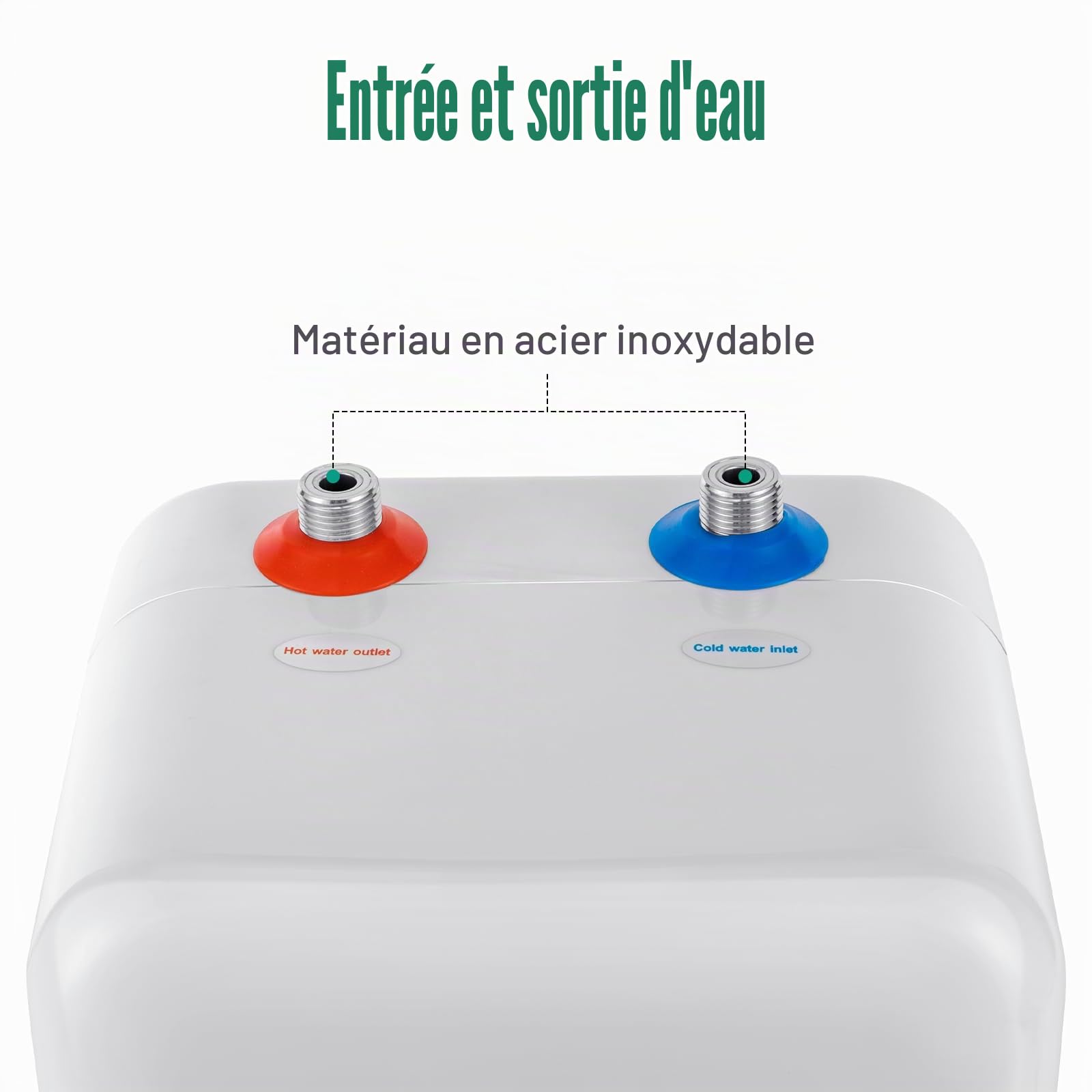 Chauffe-eau électrique 8L Chauffage rapide Eau chaude Usage domestique Conforme norme européenne Pour maison et famille