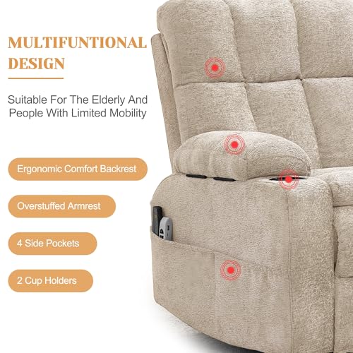 Image of Korser Oversized Dual Motor Power Lift Recliner for Elderly with Adjustable Headrest, Extra Wide Recliner Chairs with Massage and Heat, Electric Lift Chair with Storebox Cupholder, USB Ports, Type C