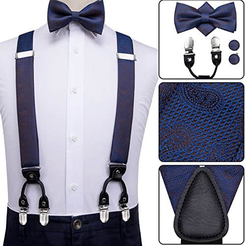 Juego de tirantes, corbata y pañuelo azul para hombre miniatura 2