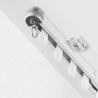 Retractable Curtain Track,Ceiling or Wall Curtain Rod Measurement-Free,Room Divider Rail Single Track,Bunk Bed/Closet/Shower Curtain Pole(Color :Ceiling Mount,Size :155-300cm)