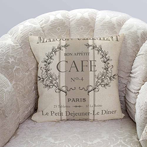 Ibiliu Throw Pillow Covers Modern Vintage French Cafe Cushion Pillow Case Home Decor Pillowcase 18X18 Inches #TOP1
