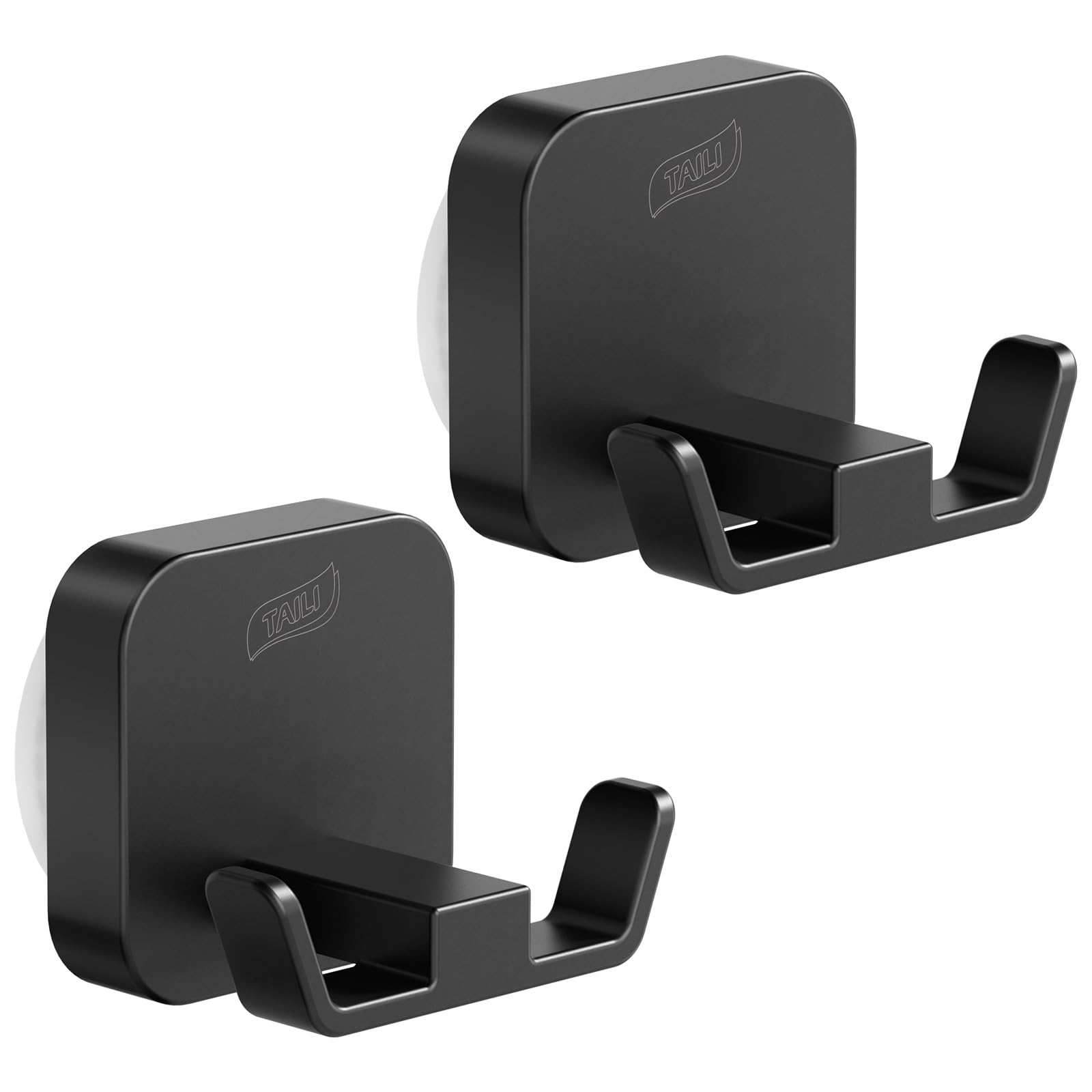 TAILI Bathroom Towel Hooks Black with Vacuum Suction Cups No Drilling Reusable Metal Bathroom Suction Hooks Waterproof Heavy Duty Removable Hanger for Shower, Kitchen, Towel, Robe -Type D