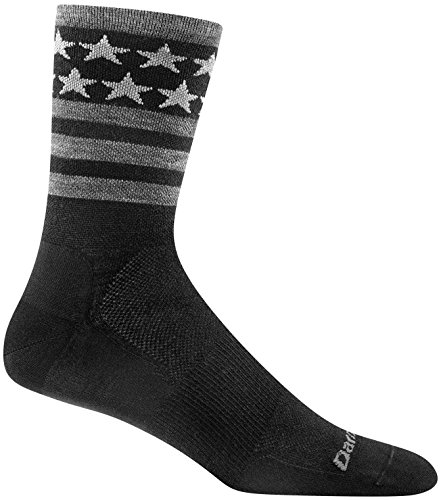 DARN TOUGH (Style 1789) Men's Stars/Stripes Run Sock - Black, Large