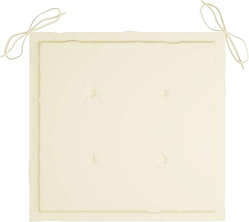 Tidyard 4 cojines para sillas de jardín, cojines de tela para silla de patio, cojines color crema para muebles de exterior, 19.7 x 19.7 x 1.2