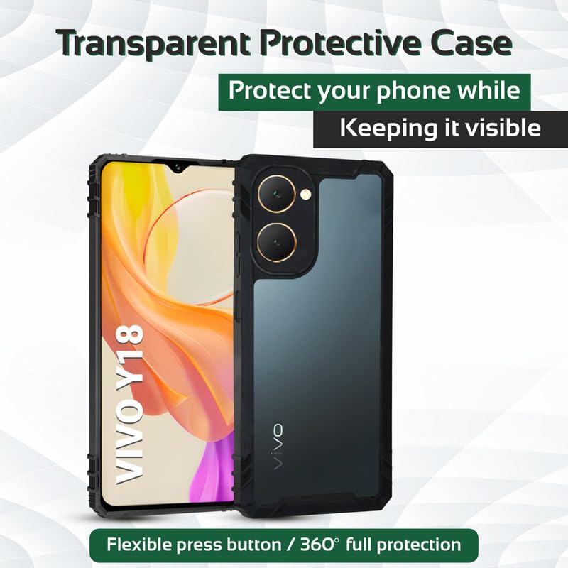 Image of AIBEX Crystal Clear Back Cover Case for iQOO Z9 Lite /Vivo Y28S 5G / Vivo T3 Lite /Vivo Y18 / Vivo Y18e / Vivo Y18i / Vivo Y18t| 360 Degree Protection | Shock Proof Design | Transparent Back Case
