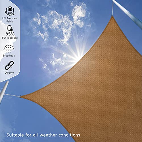 Image of HIPPO Shade Sail 9.5 Feet X 15 Feet Sun Shade 85% UV Block for Canopy Cover, Outdoor Patio, Garden, Pergola, Balcony Tent (Beige-Black)