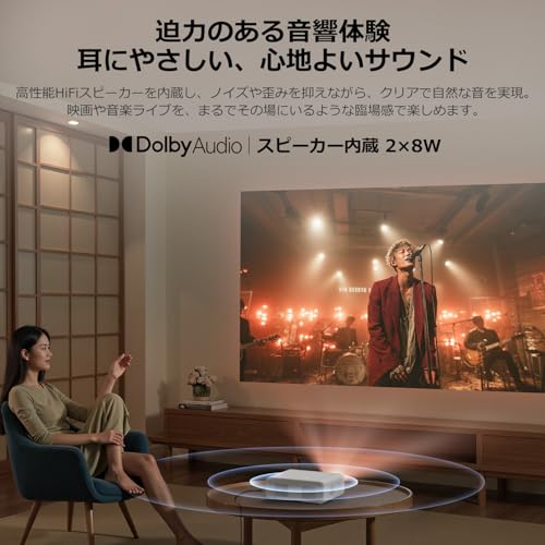 undefined Aurzen プロジェクター 家庭用 小型【2025新進化·Netfilix対応】天井投影 1080P 200ANSI ルーメン 大画面 自動台形補正 HiFiスピーカー Dolby対応 オートフォーカス 4k対応 WiFi6 双方向Bluetooth スマホ/PC/HDMI/Switch/PS5対応 2年保証 EAZZE D1 白 の商品画像 2