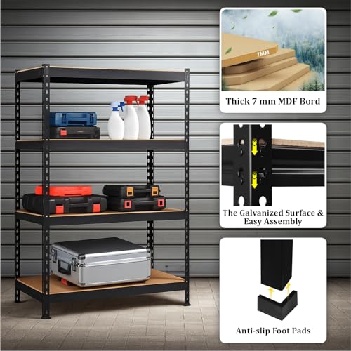 Image of HOMIFLY 5-Tier Extra Large Metal Shelf Rack /72x36x12 InchAdjustable Boltless Shelving Unit /Heavy Duty Display Rack Organizer for Garage /Kitchen /Warehouse /Tool-Free Assembly and Rust-Resistant
