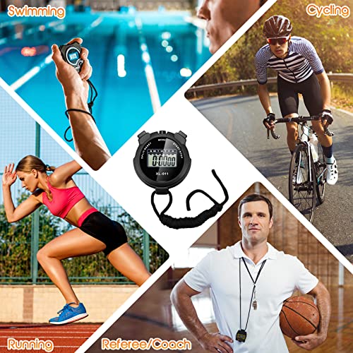 Toodoo 16 Pieces Digital Stopwatch Timer Multi Function Stopwatch Plastic Large Display Waterproof Stopwatch Date Time Alarm Black Watch Timer With Lanyard For Sports Fitness Referees #TOP6
