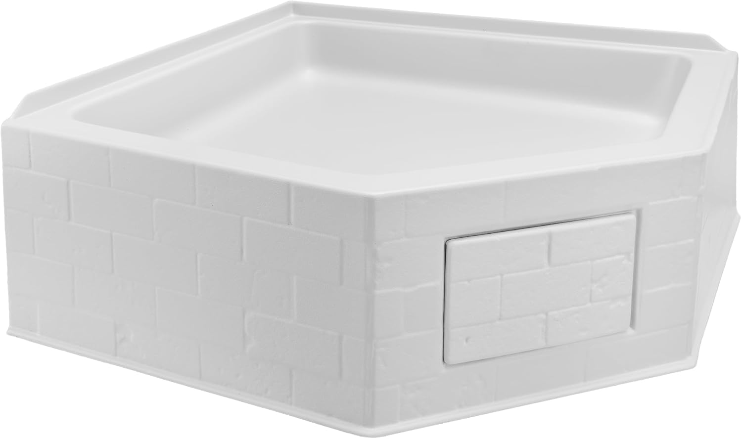 RecPro 27" x 27" White RV Corner Shower Pan with 10" Skirt | Slip-Resistant Textured Base | Front Access Hatch | Durable ABS Plastic
