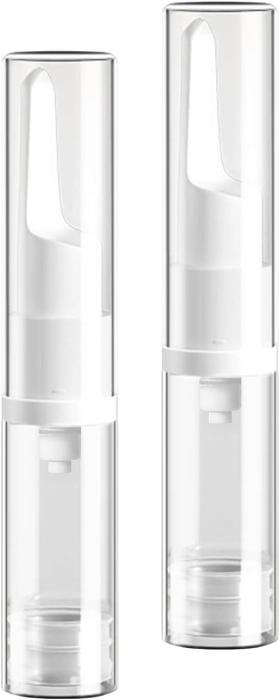 Vacuum Pump Bottle, 0.2 fl oz (5 ml), Airless Pump Bottle, Plastic Cosmetic Container, Empty Refillable Eye Serum Vacuum Bottle, For Travel, Office, Portable Small Bottle (Clear), Set of 2